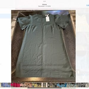 NWT H&M dark green dress with flutter sleeves size 6